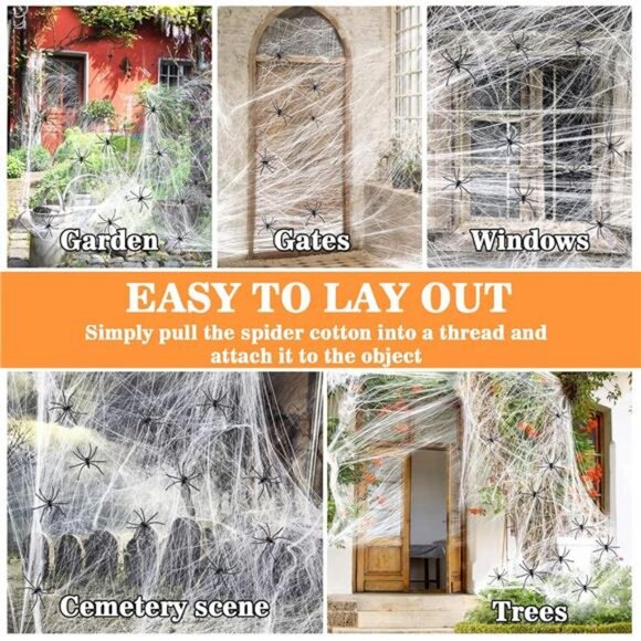 950 sqft Spider Webs Halloween-Decorations Halloween Spider Web Cobwebs - Picture 3 of 8